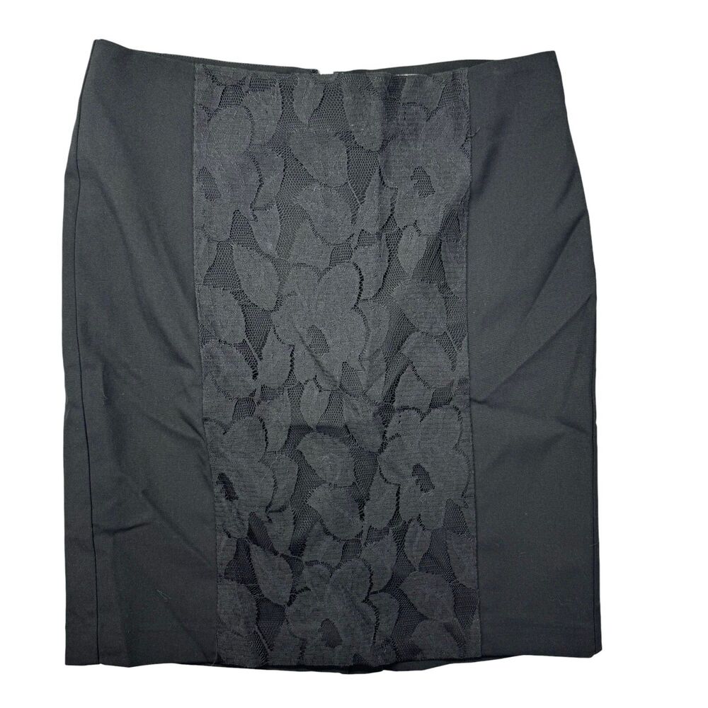 Ann Taylor LOFT Skirt Women's 4 Black Floral Lace Crochet Business Preppy Pencil